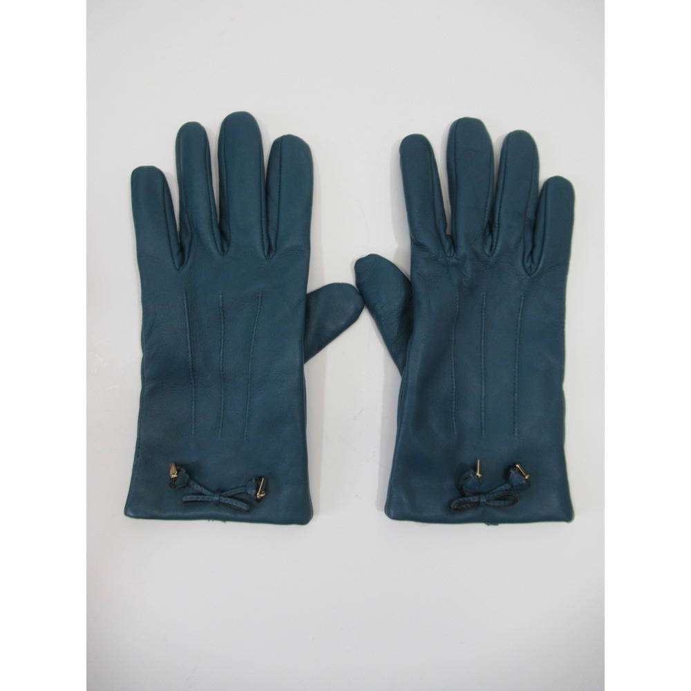 Coach Sheep Leather & Merino Wool Winter Gloves Size 8 Blue